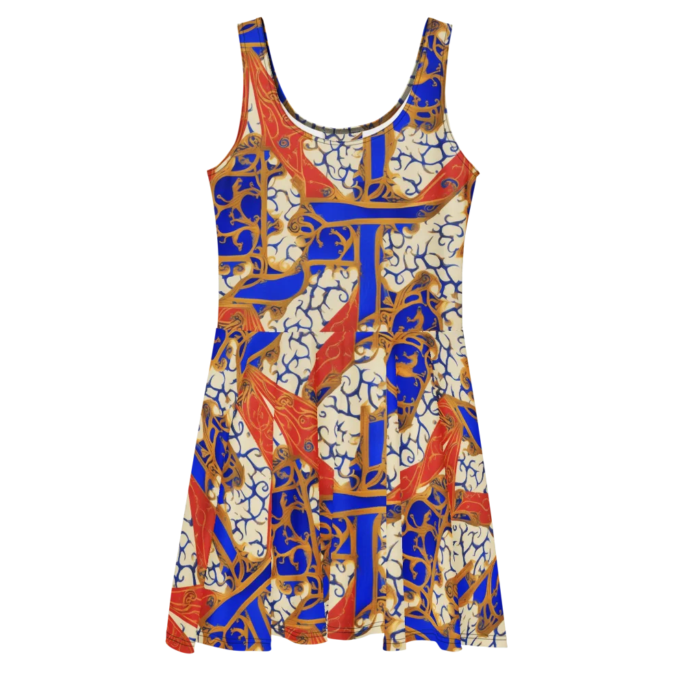 Cobalt Baroque on Skater Dress — Front
