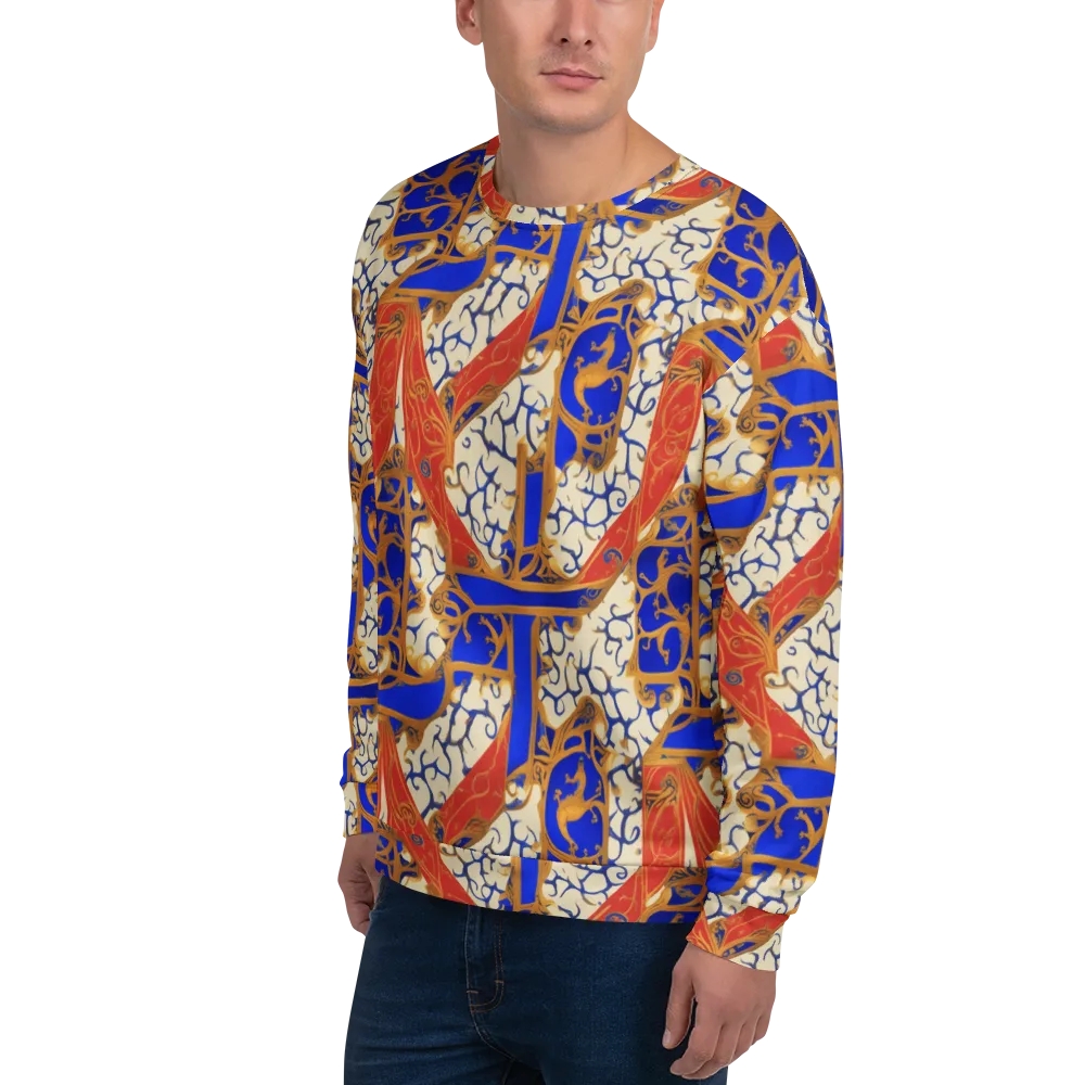 Cobalt Baroque on Sweatshirt — Left Front