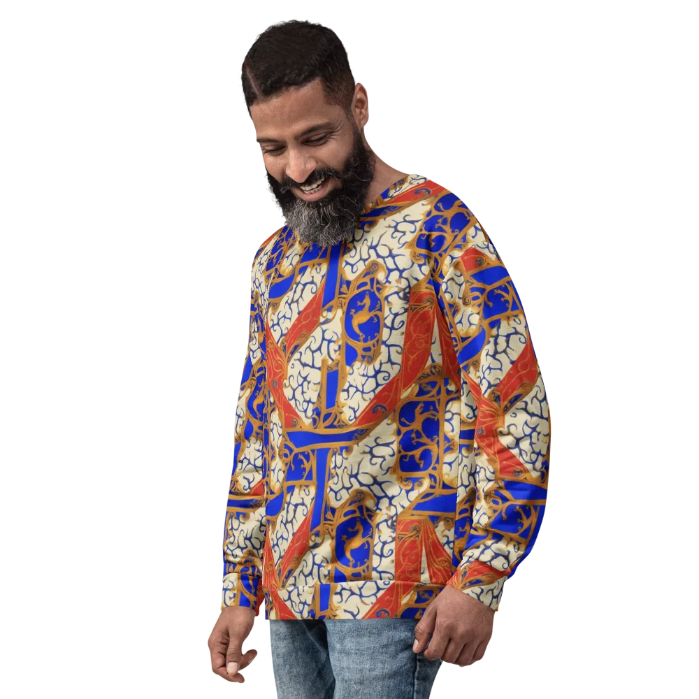 Cobalt Baroque on Sweatshirt — Left Front