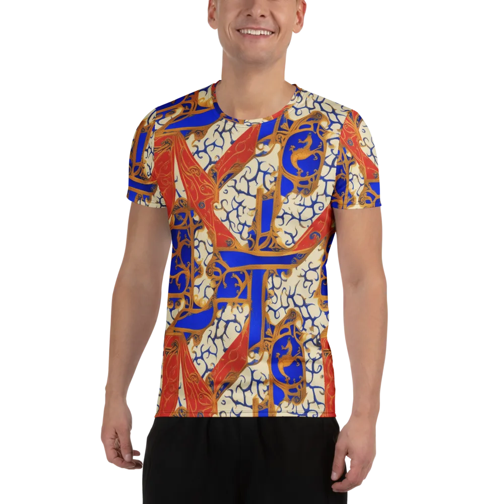 Cobalt Baroque on Men's Athletic T-Shirt — Front