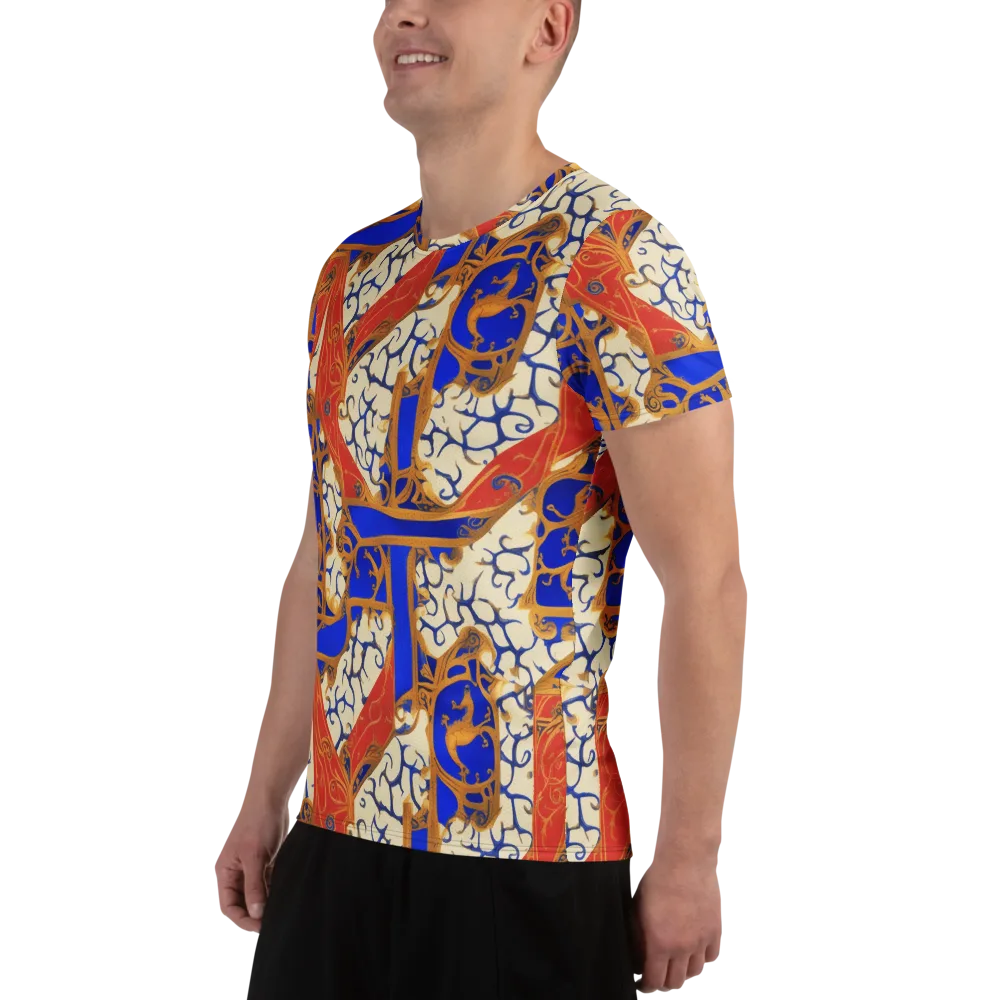 Cobalt Baroque on Men's Athletic T-Shirt — Left