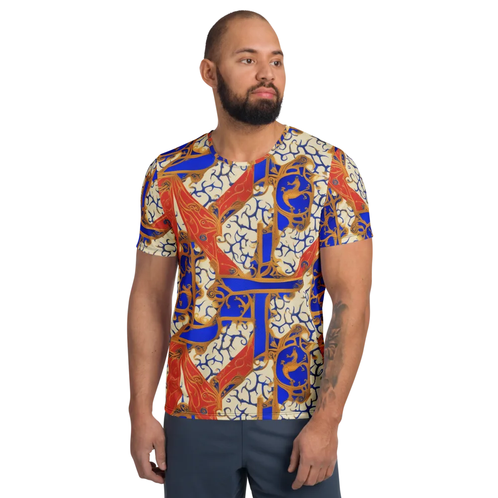 Cobalt Baroque on Men's Athletic T-Shirt — Front