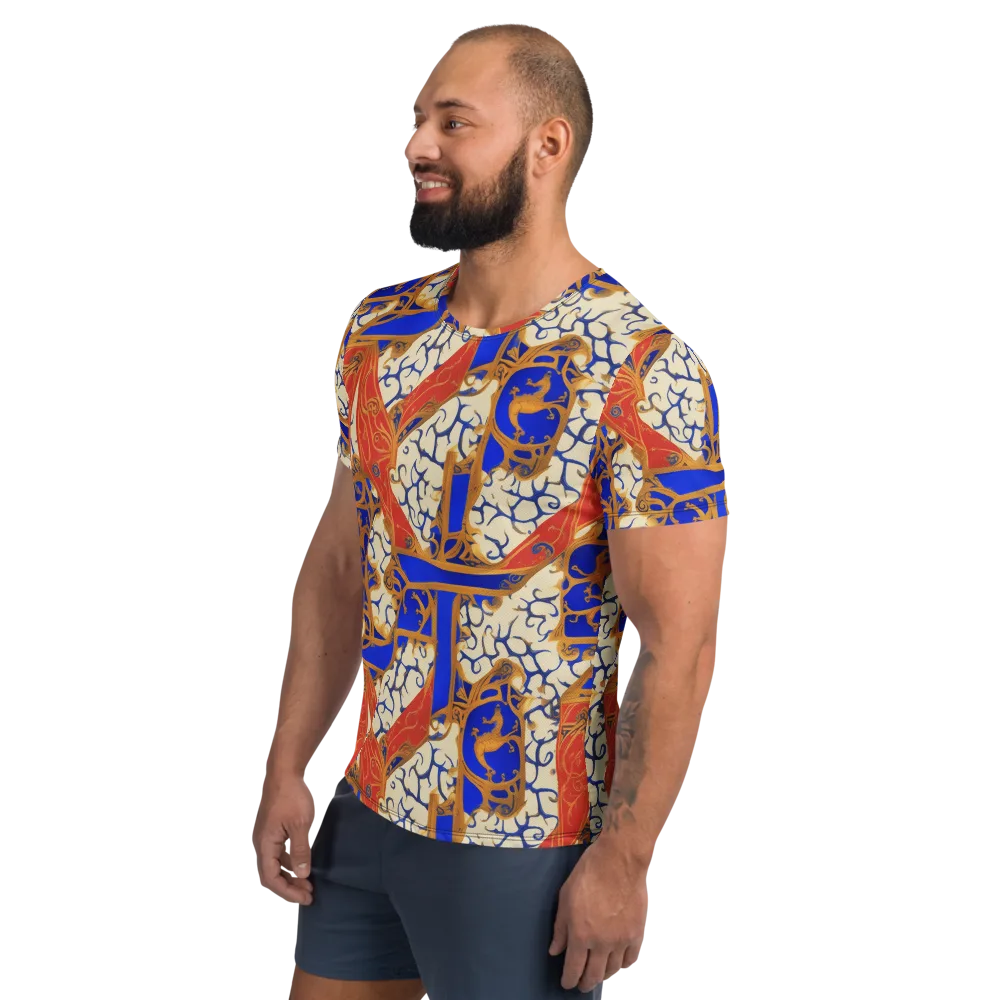 Cobalt Baroque on Men's Athletic T-Shirt — Left