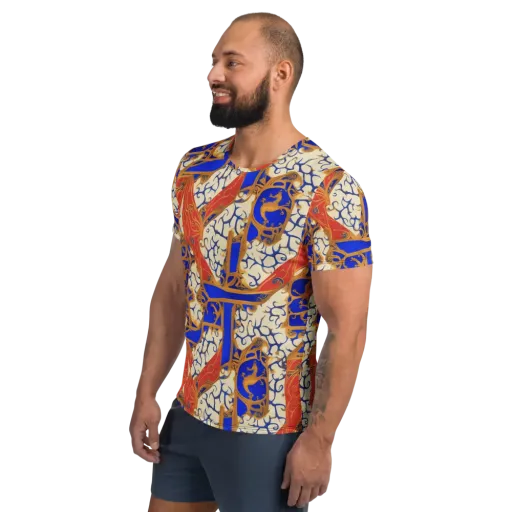 Cobalt Baroque on a Men's Athletic T-Shirt