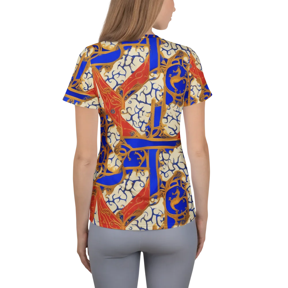 Cobalt Baroque on Women's Athletic T-Shirt — Back