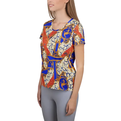 Cobalt Baroque on a Women's Athletic T-Shirt