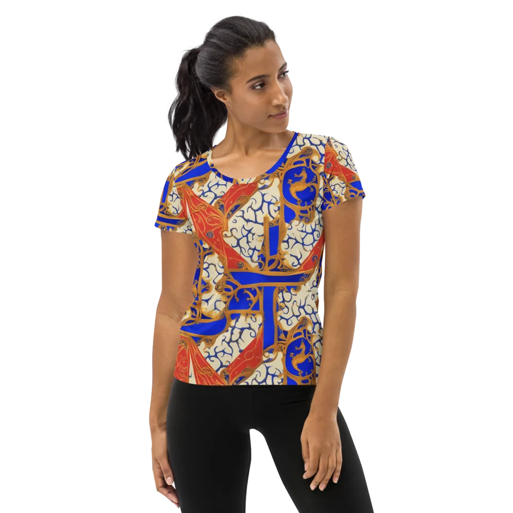 Cobalt Baroque on Women's Athletic T-Shirt — Front