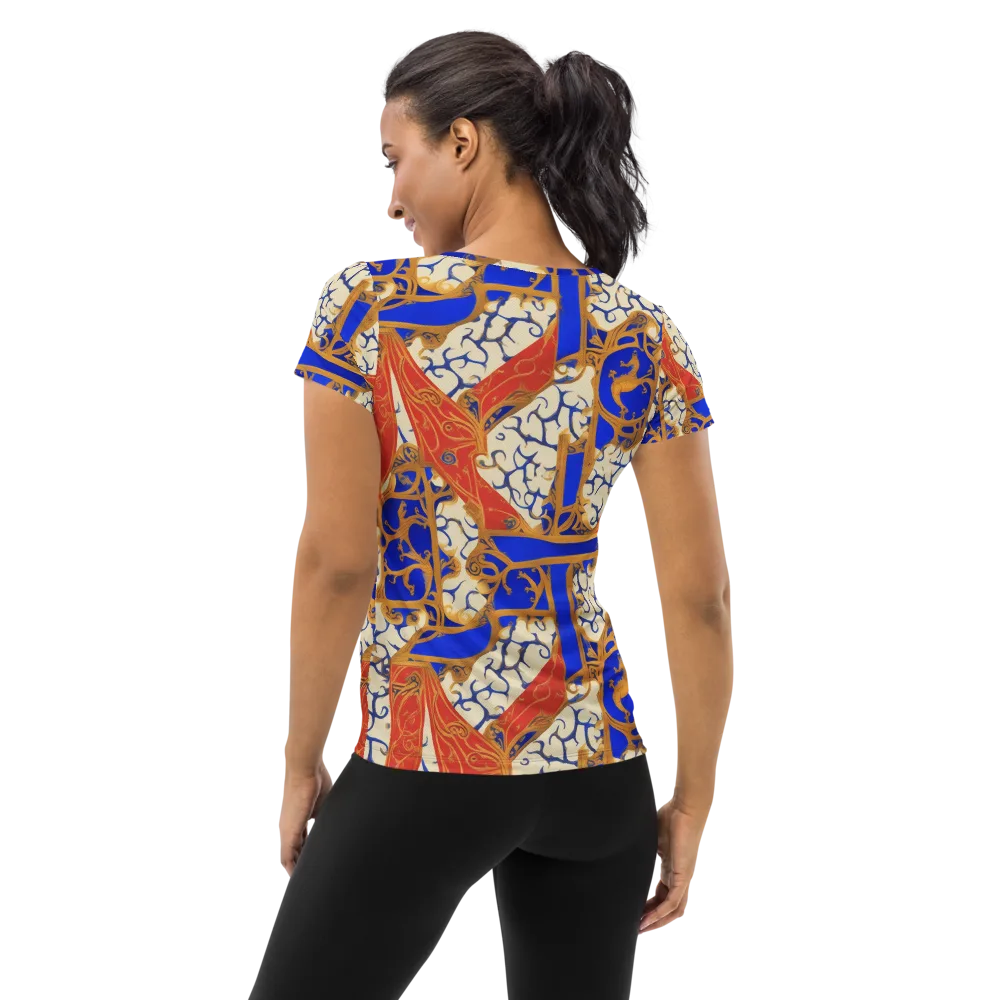 Cobalt Baroque on Women's Athletic T-Shirt — Back