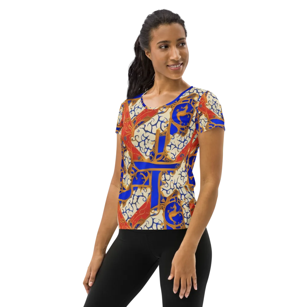 Cobalt Baroque on Women's Athletic T-Shirt — Left