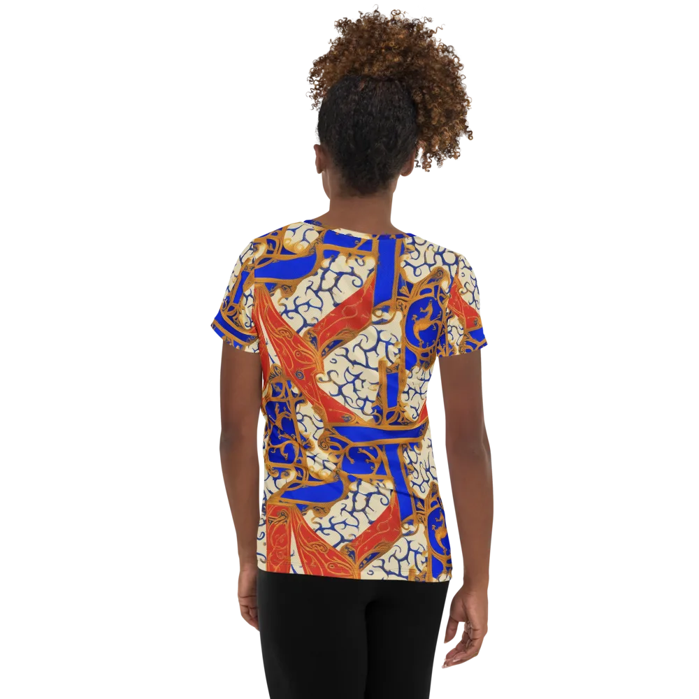 Cobalt Baroque on Women's Athletic T-Shirt — Back