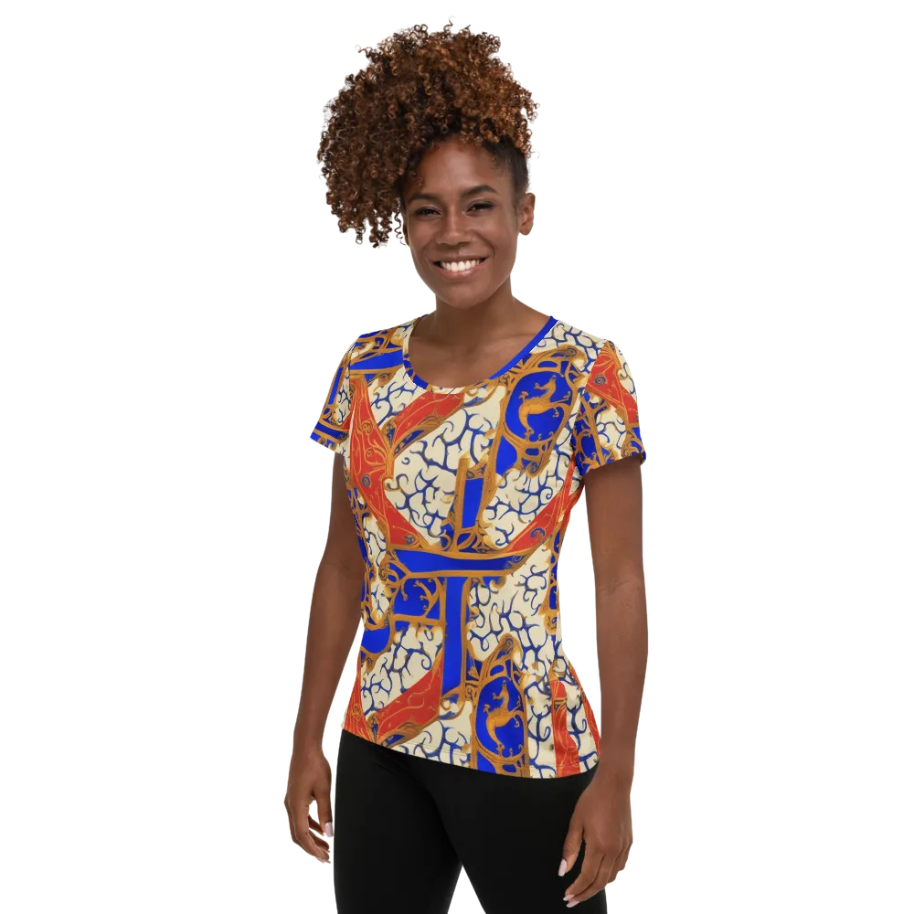 Cobalt Baroque on Women's Athletic T-Shirt — Left