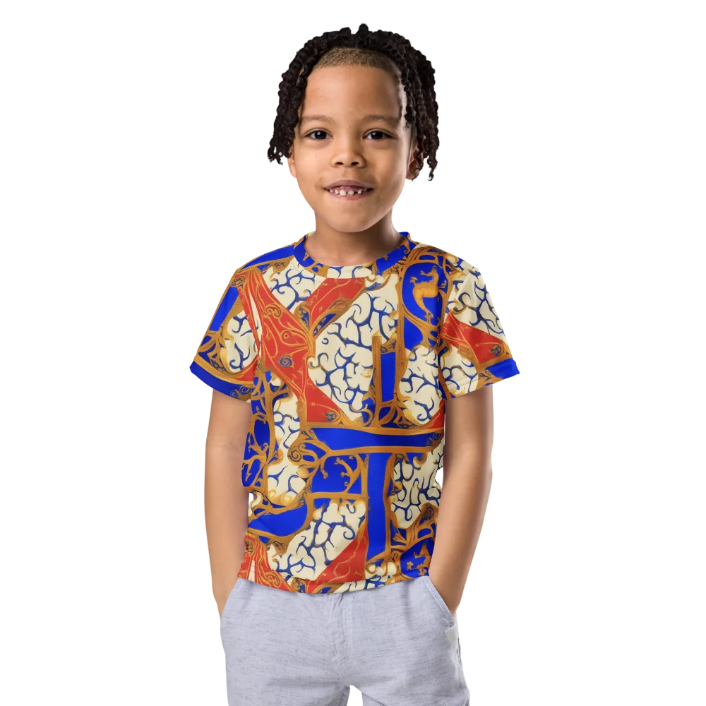 Cobalt Baroque on Kids Crew Neck T-Shirt — Front