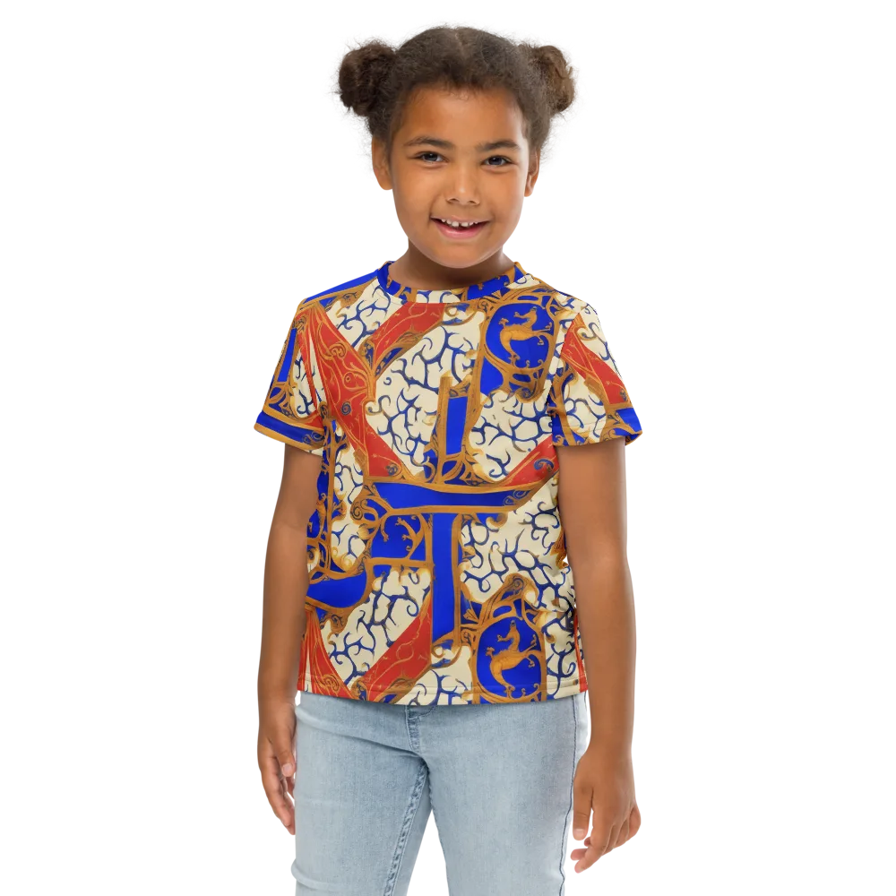 Cobalt Baroque on Kids Crew Neck T-Shirt — Front
