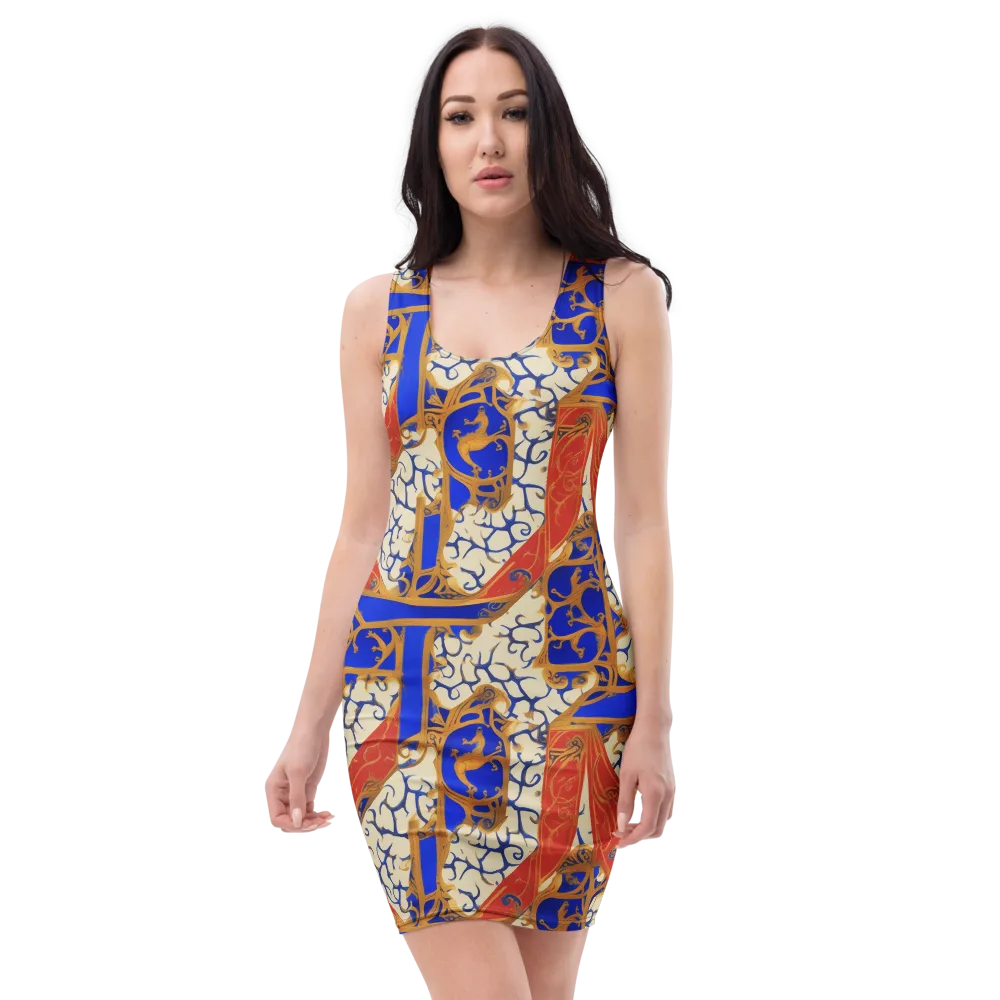 Cobalt Baroque on Bodycon Dress — Front