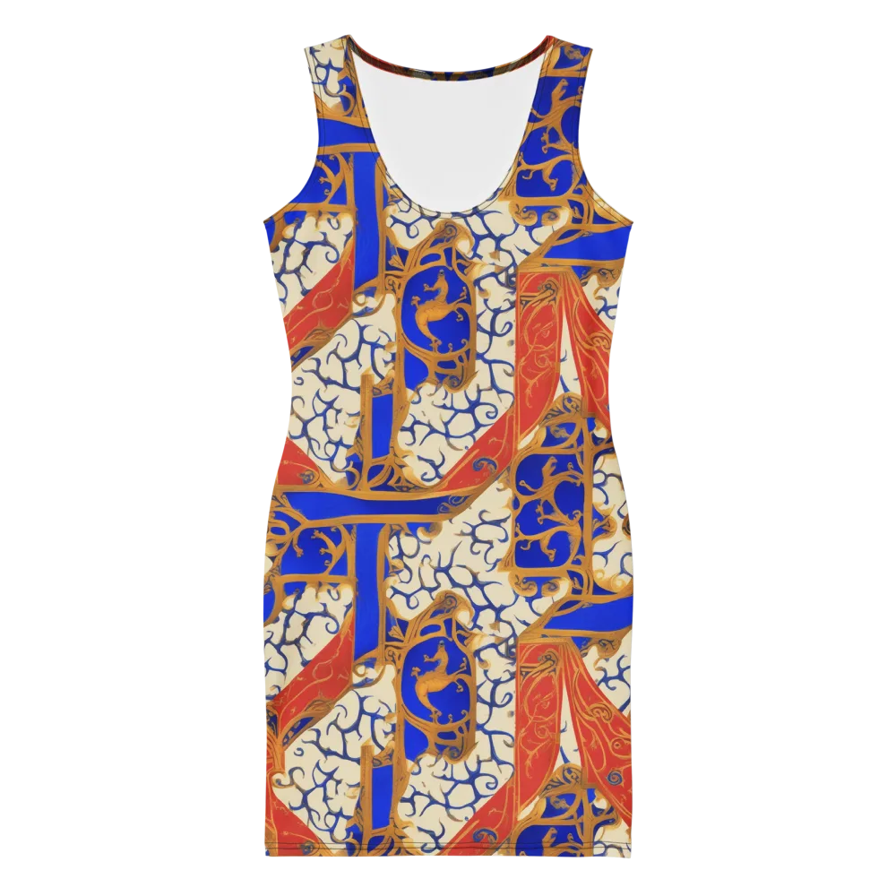Cobalt Baroque on Bodycon Dress — Front