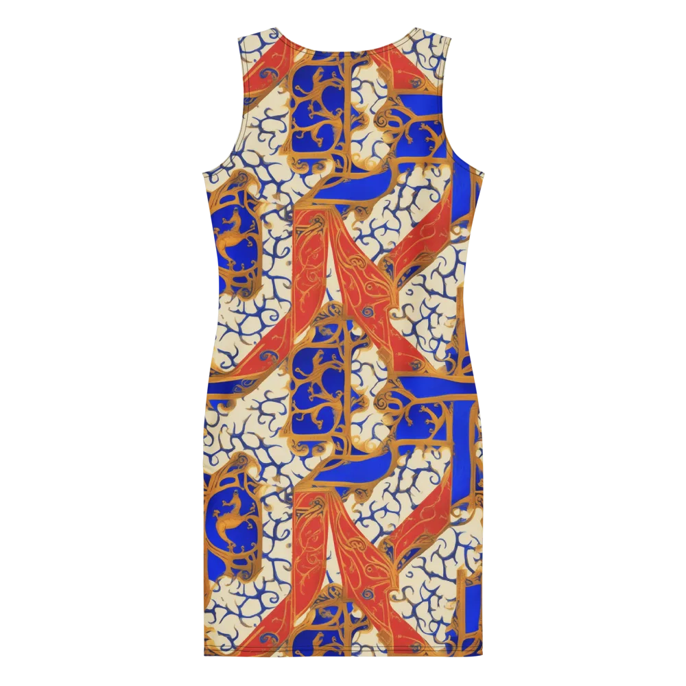 Cobalt Baroque on Bodycon Dress — Back