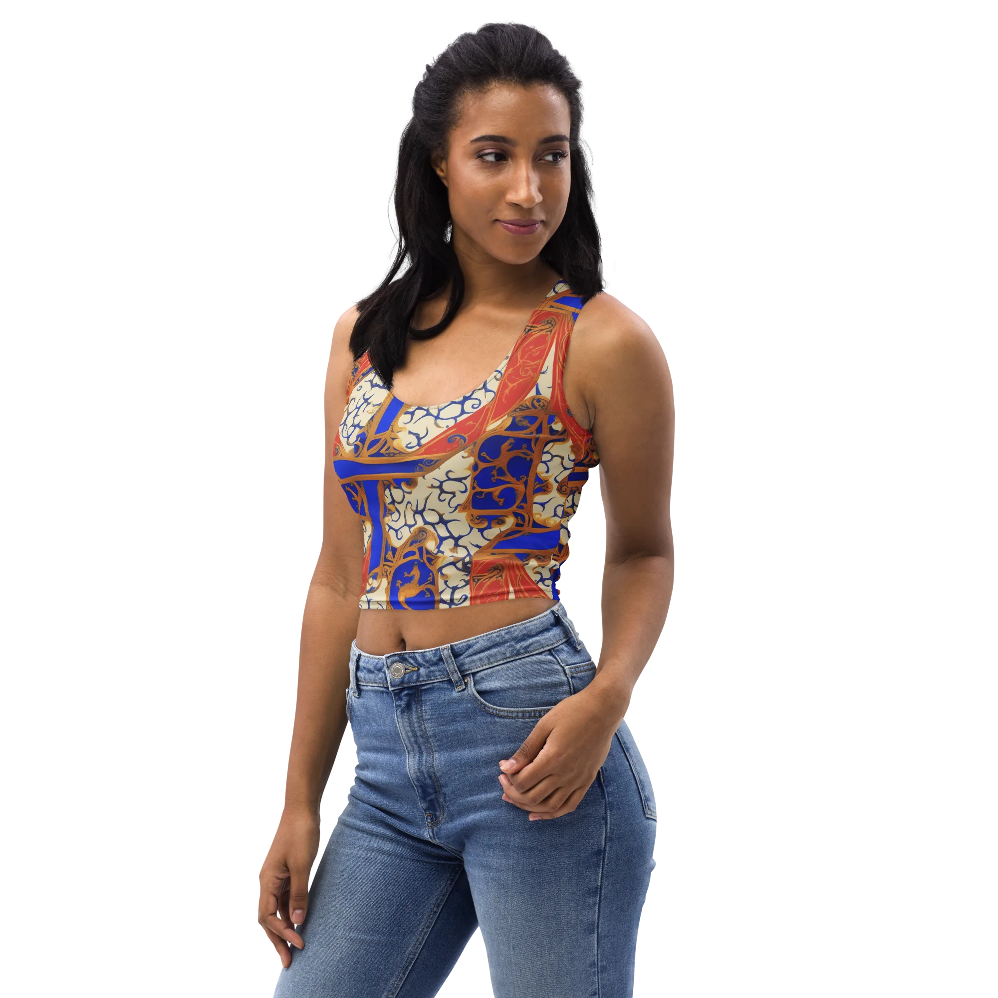 Cobalt Baroque on Crop Top — Left Front