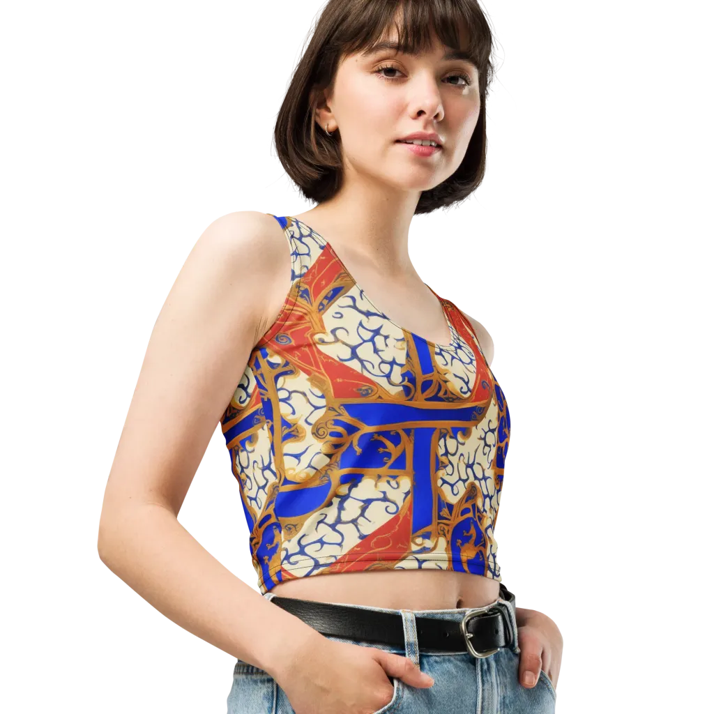 Cobalt Baroque on Crop Top — Right Front