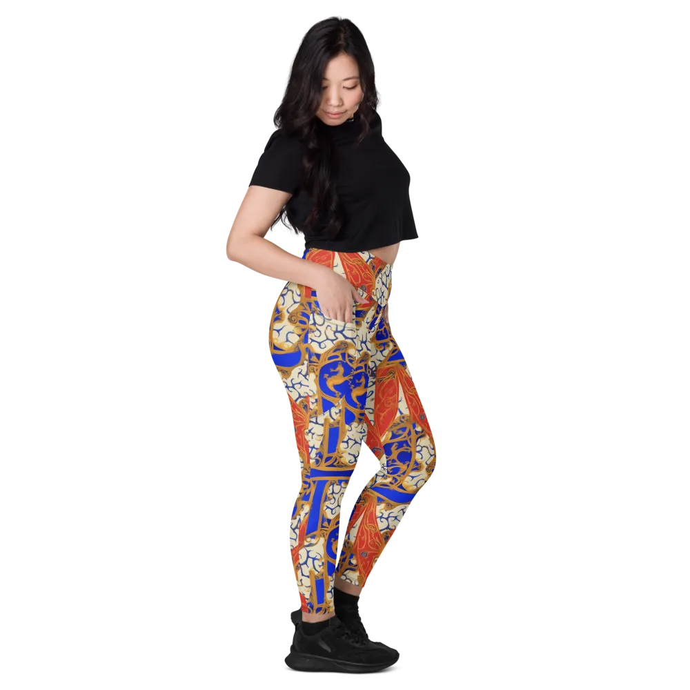 Cobalt Baroque on Leggings with Pockets — Right