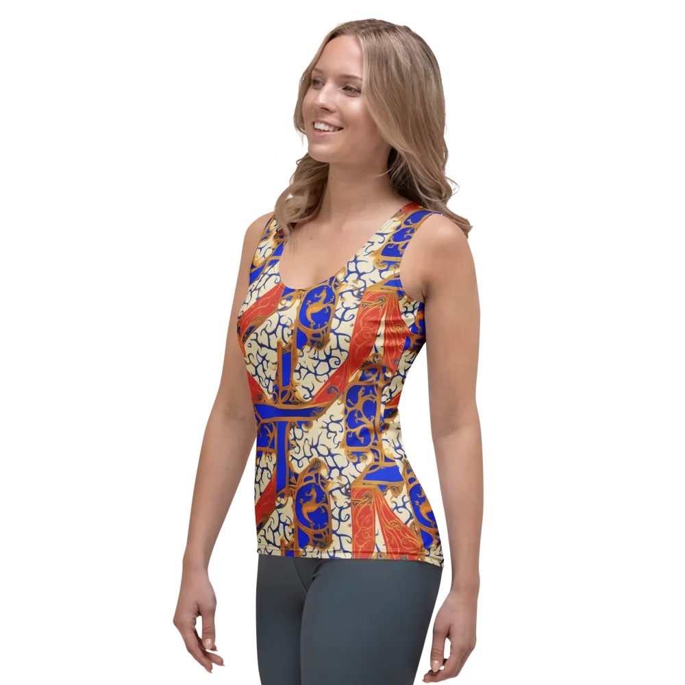 Cobalt Baroque on Women's Tank Top — Left Front