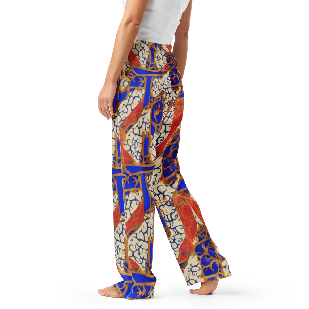 Cobalt Baroque on Women's Pajama Pants — Left
