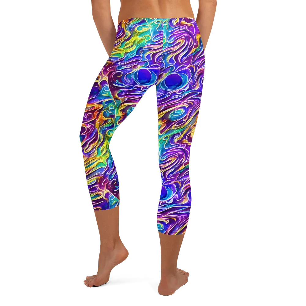 Chromatic Flame on Capri Leggings — Back