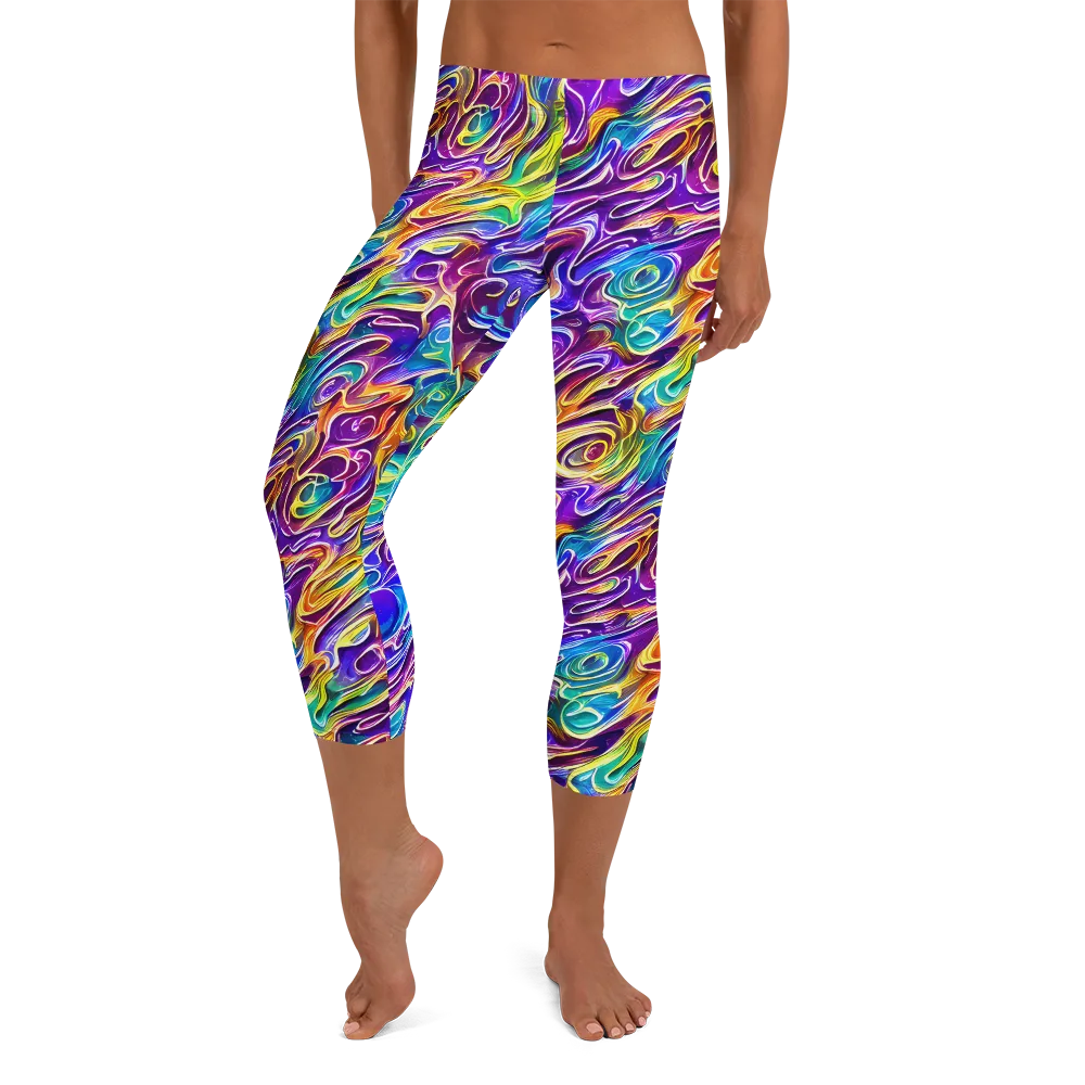 Chromatic Flame on Capri Leggings — Front