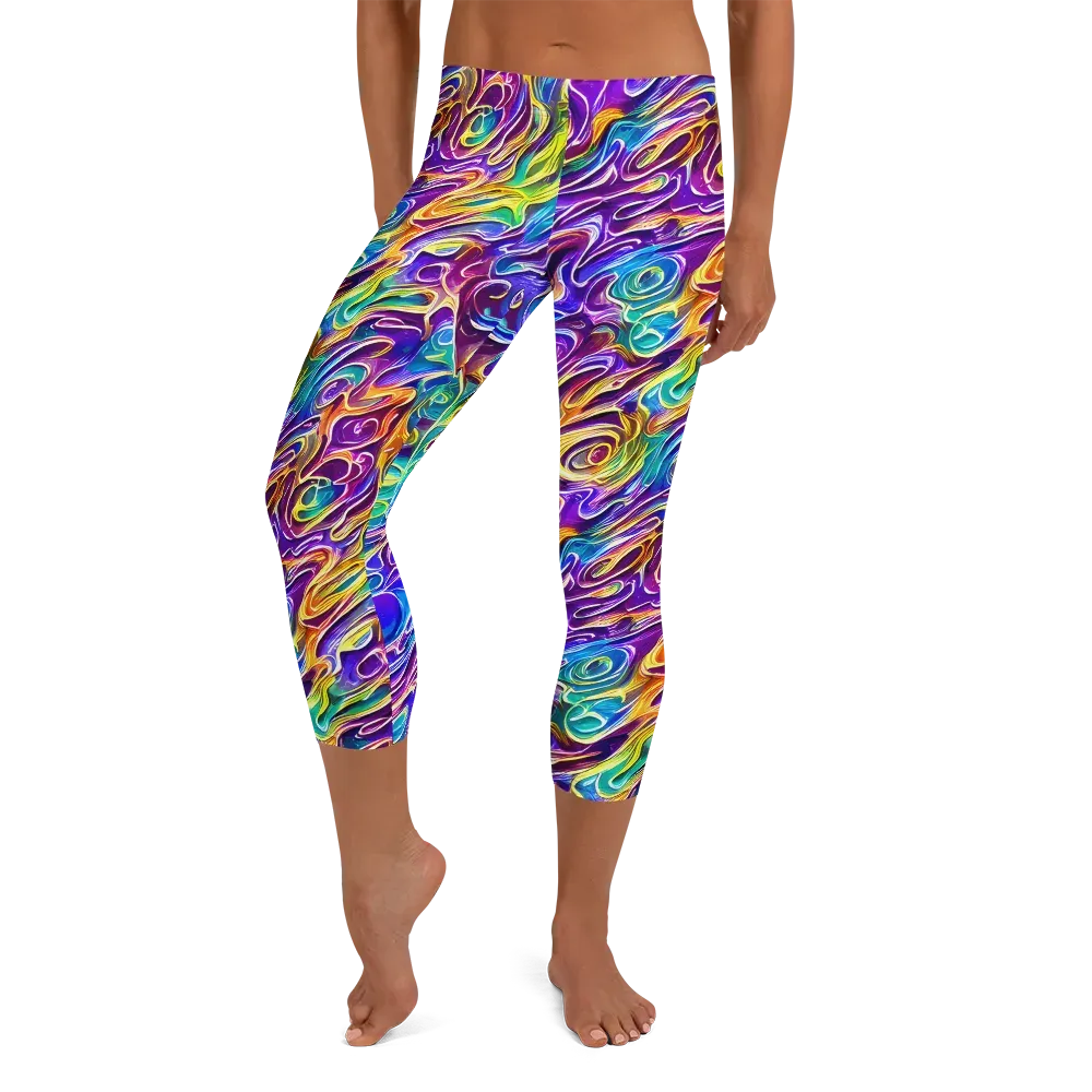 Chromatic Flame on Capri Leggings — Front