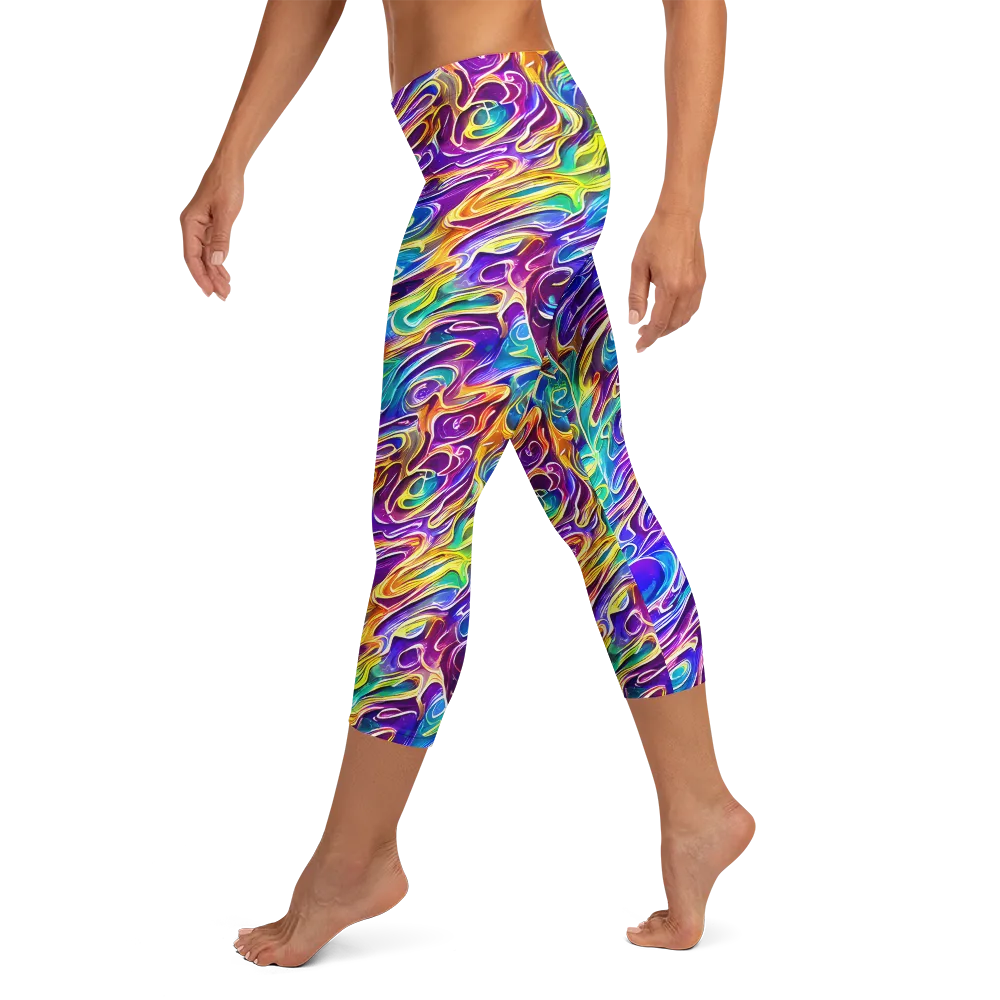 Chromatic Flame on Capri Leggings — Left