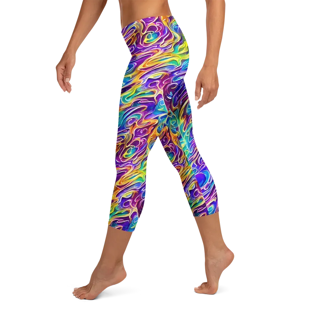 Chromatic Flame on Capri Leggings — Left