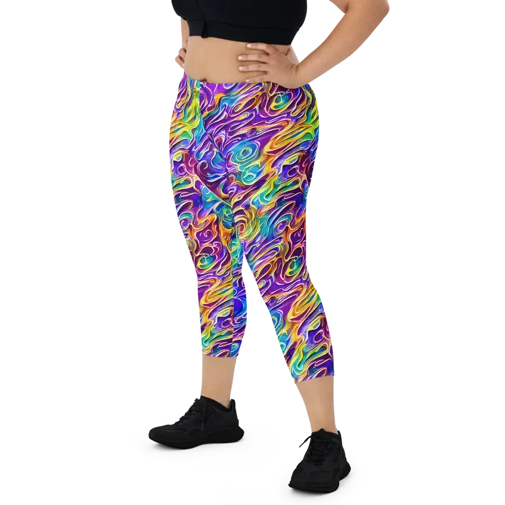 Chromatic Flame on Capri Leggings — Front