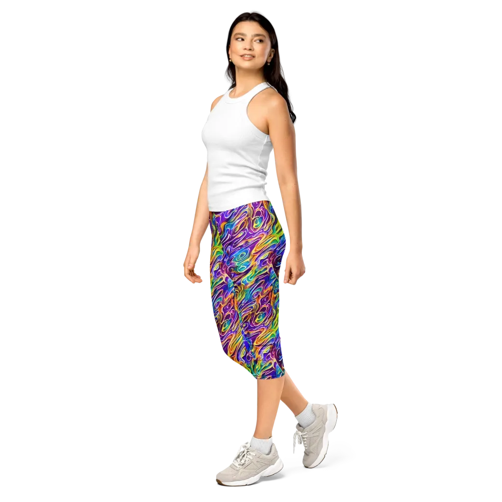Chromatic Flame on Capri Leggings — Left Front