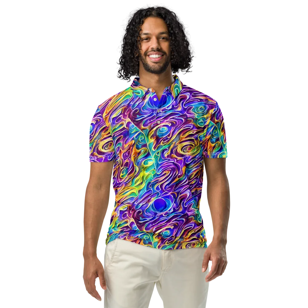 Chromatic Flame on Men's Slim Fit Polo Shirt — Front