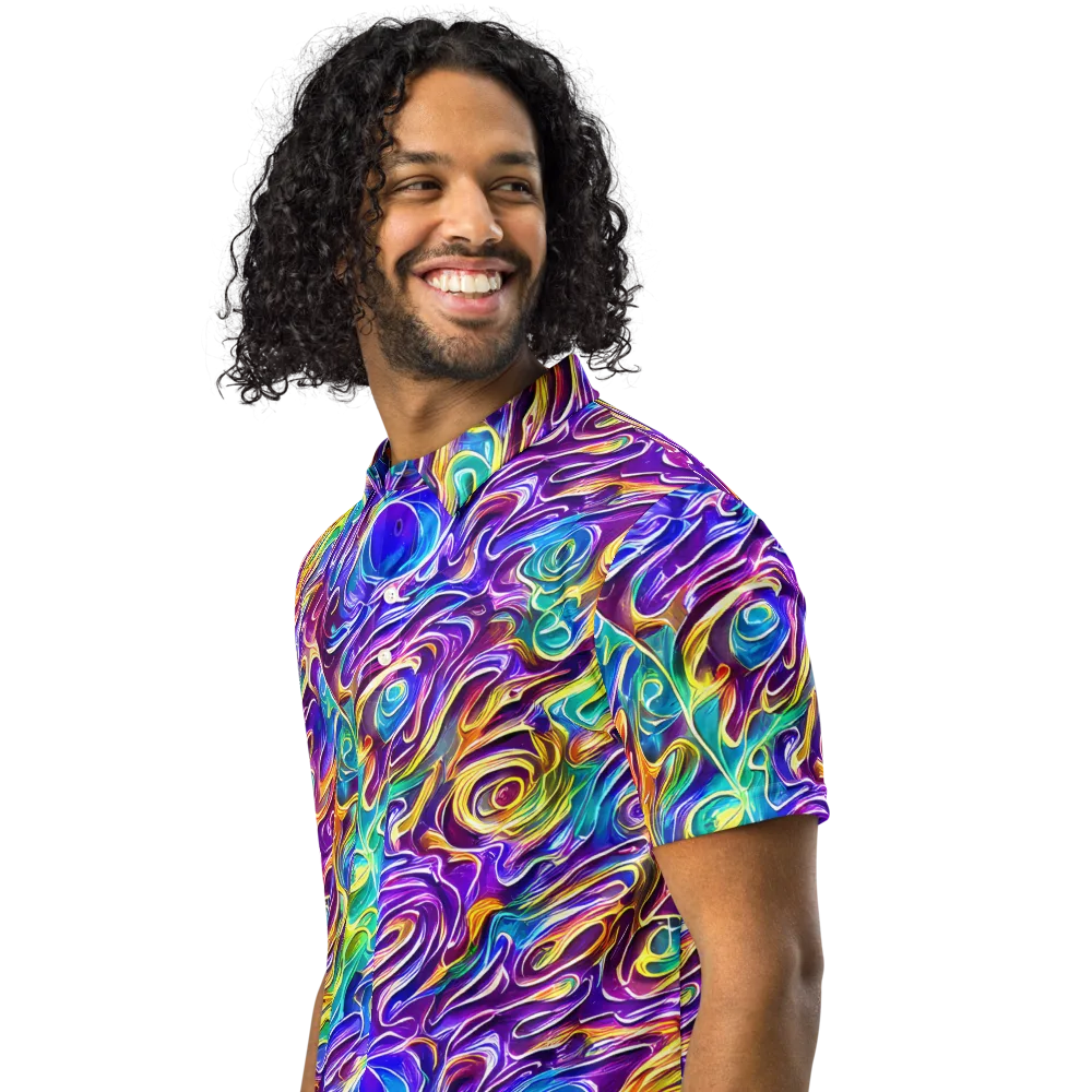 Chromatic Flame on Men's Slim Fit Polo Shirt — Left Front