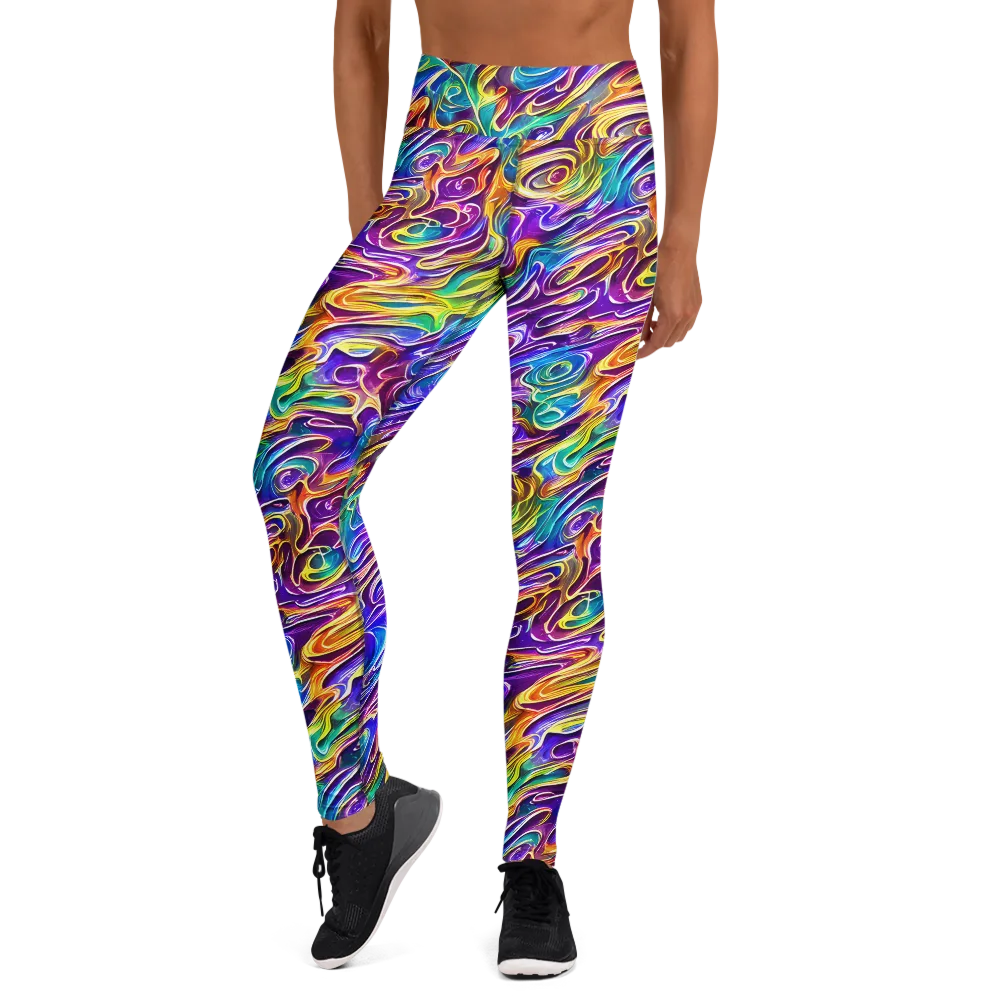 Chromatic Flame on Yoga Leggings — Front