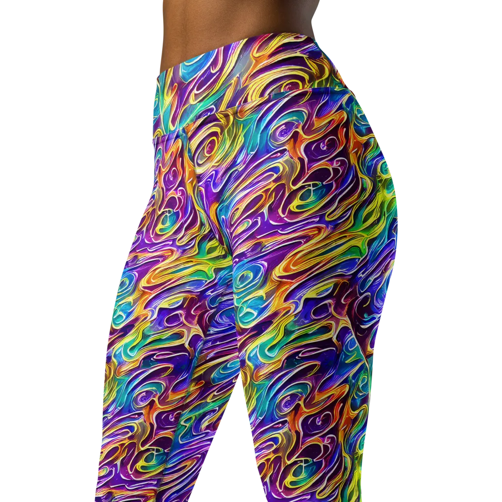 Chromatic Flame on Yoga Leggings — Left Front