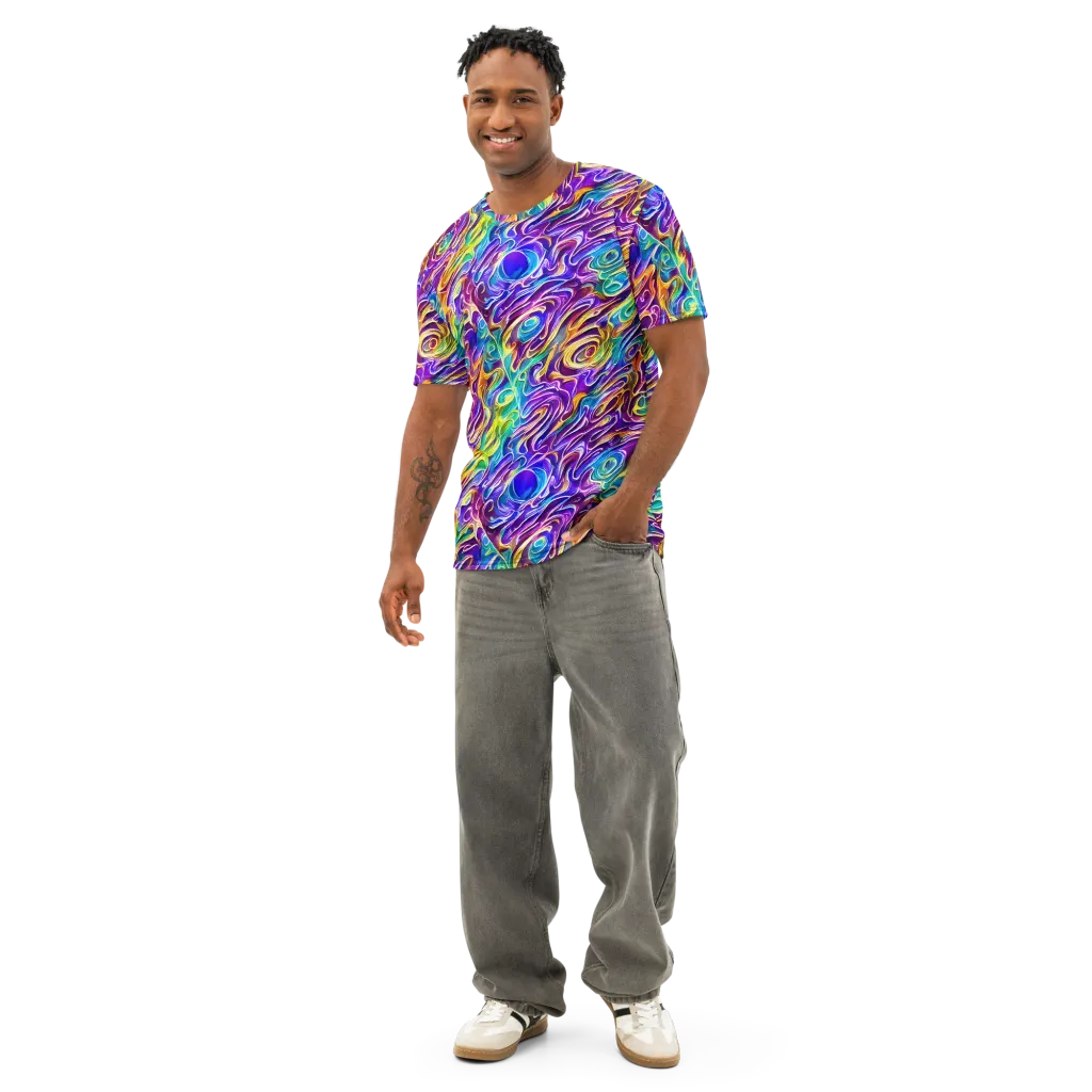 Chromatic Flame on Men's Cotton Crew Neck T-Shirt — Front
