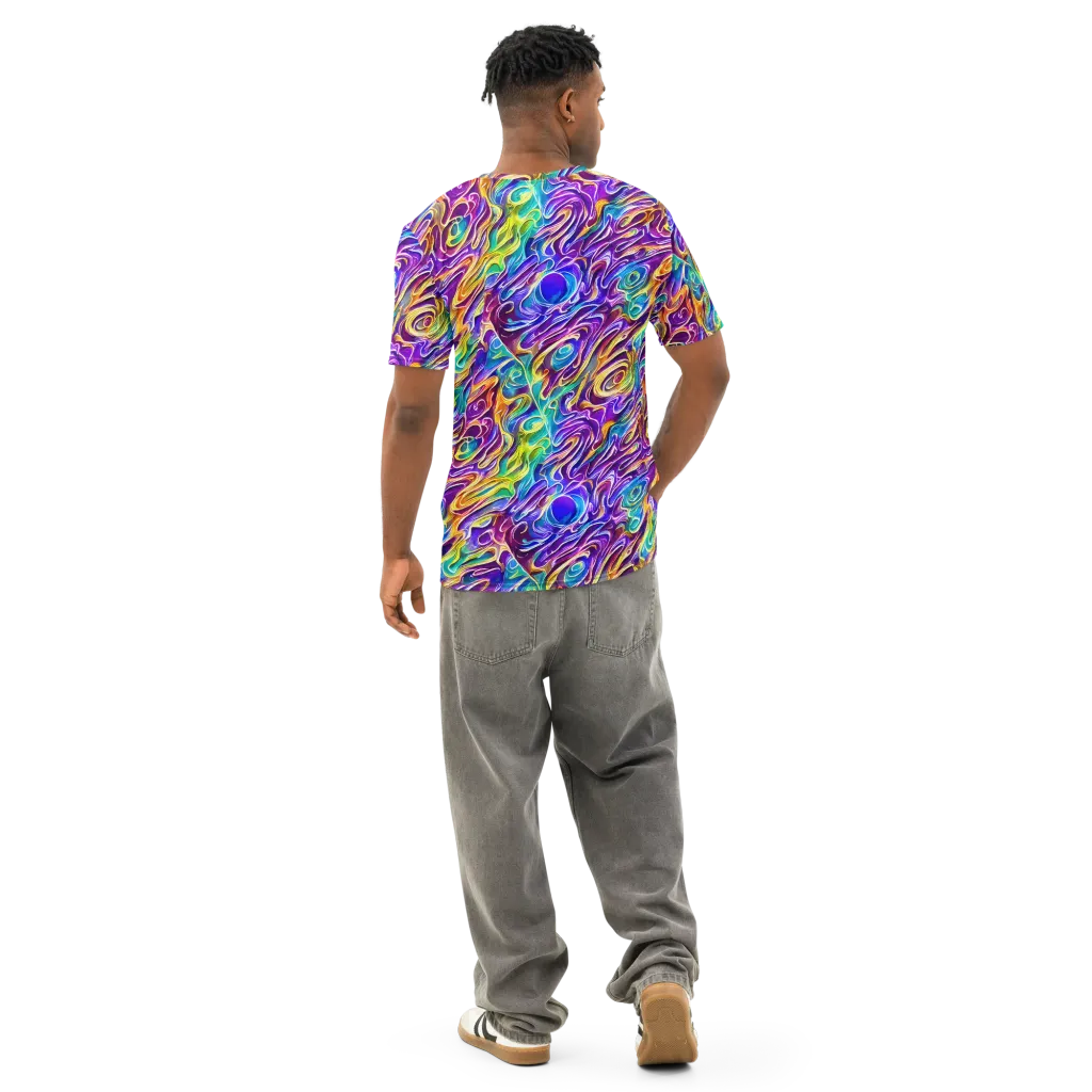 Chromatic Flame on Men's Cotton Crew Neck T-Shirt — Back