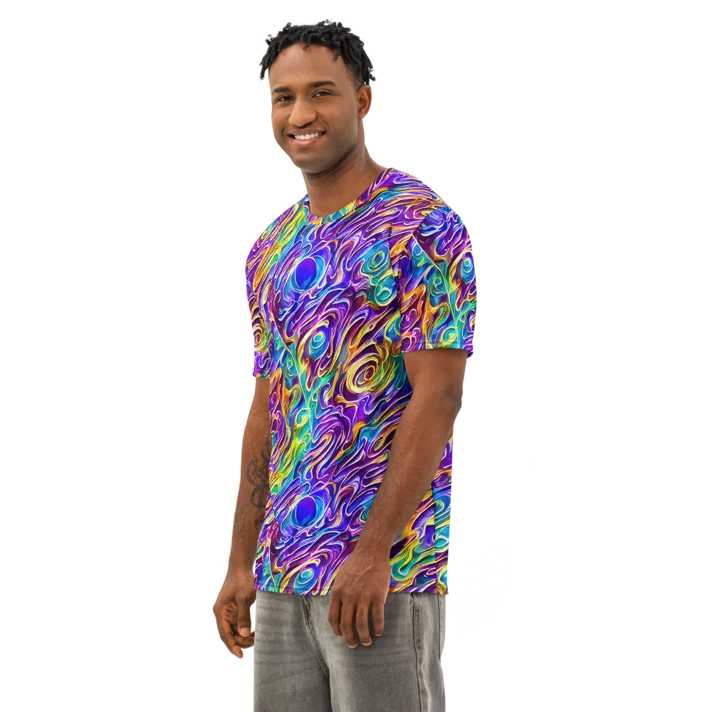 Chromatic Flame on Men's Cotton Crew Neck T-Shirt — Left Front