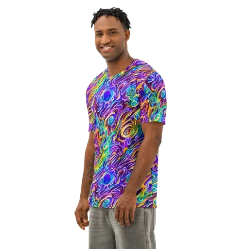 Chromatic Flame on a Men's Cotton Crew Neck T-Shirt