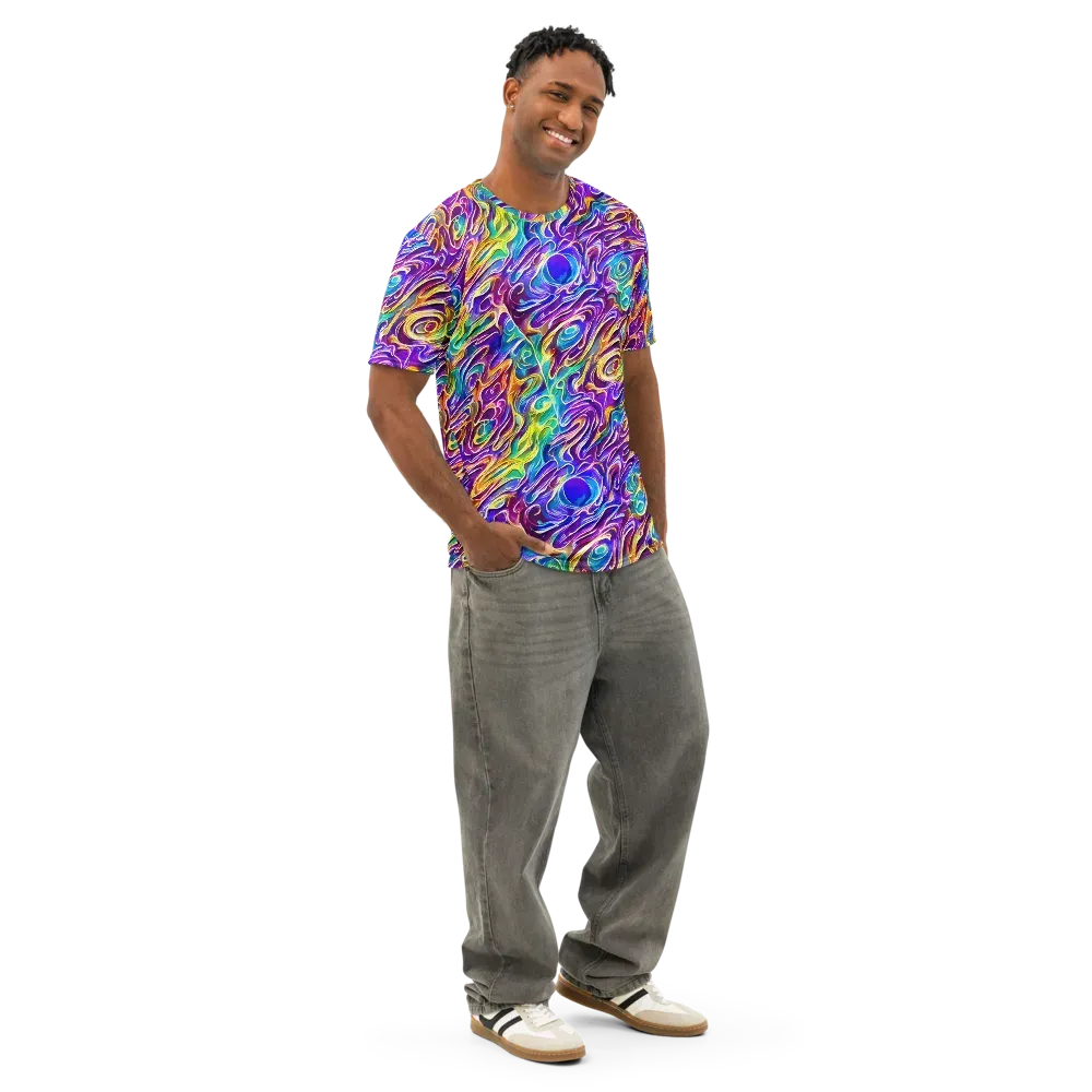 Chromatic Flame on Men's Cotton Crew Neck T-Shirt — Right Front