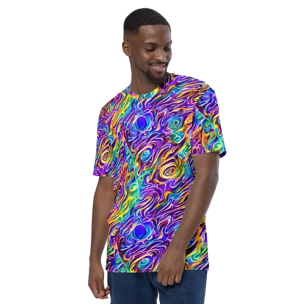 Chromatic Flame on Men's Crew Neck T-Shirt — Left