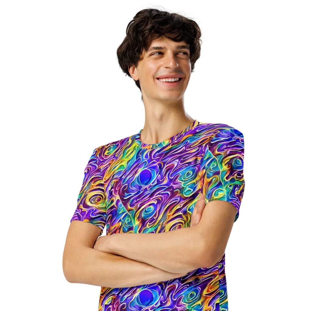 Chromatic Flame on Men's Crew Neck T-Shirt — Left Front