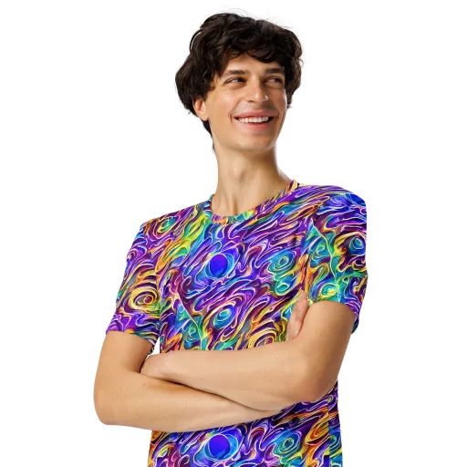 Chromatic Flame on a Men's Crew Neck T-Shirt