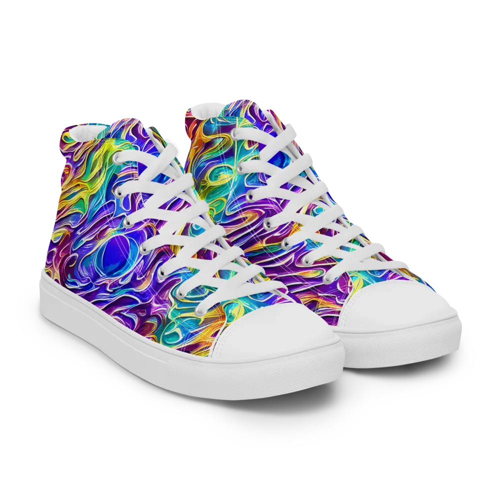 Chromatic Flame on Men's High Top Canvas Shoes — Right Front