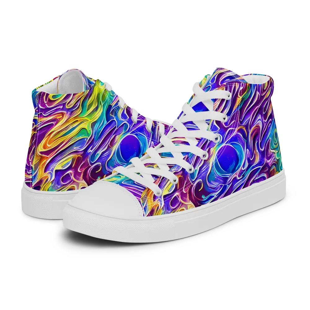 Chromatic Flame on Men's High Top Canvas Shoes — Left