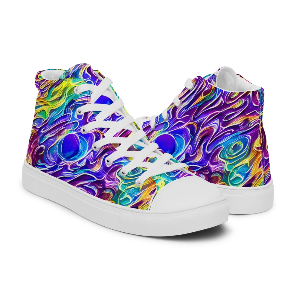 Chromatic Flame on Men's High Top Canvas Shoes — Right
