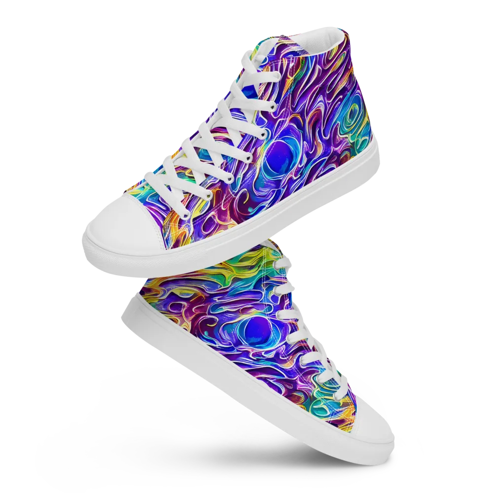 Chromatic Flame on Men's High Top Canvas Shoes — Front