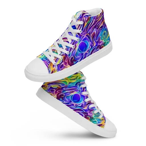Chromatic Flame on a Men's High Top Canvas Shoes
