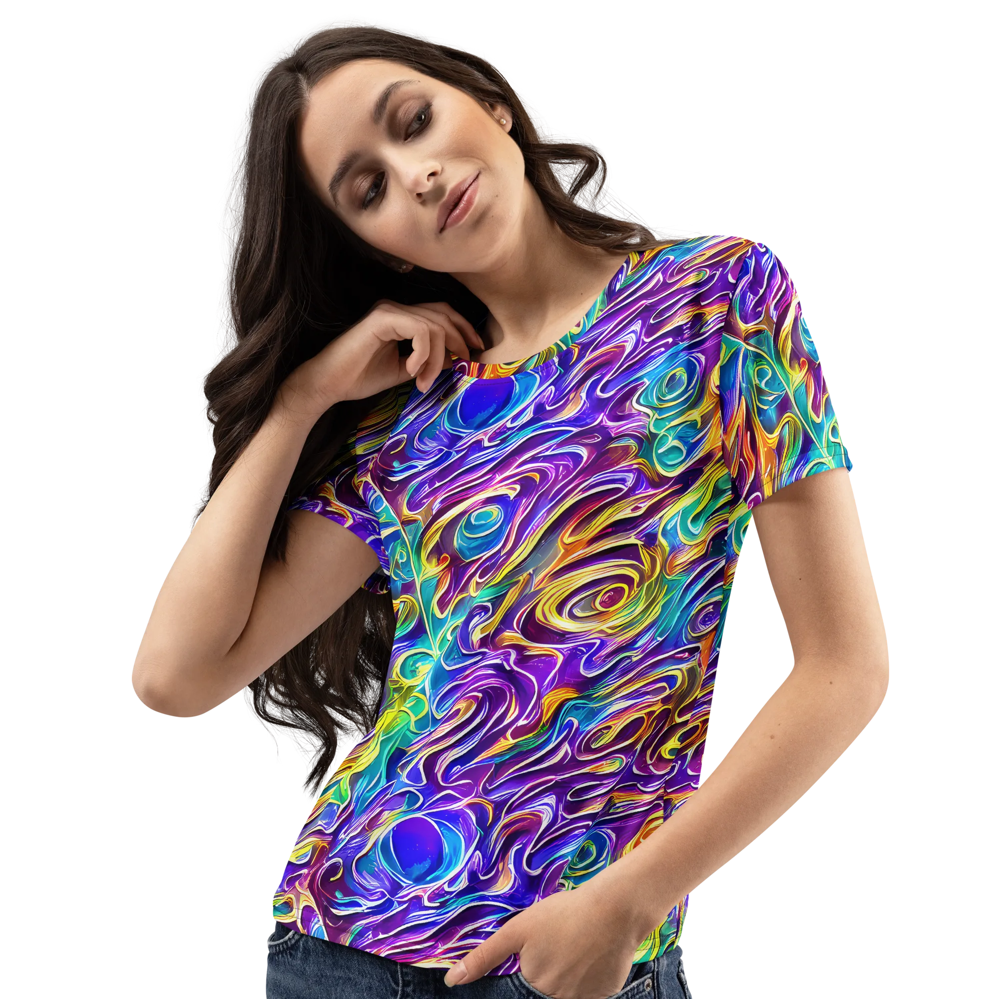 Chromatic Flame on Women's Crew Neck T-Shirt — Left Front